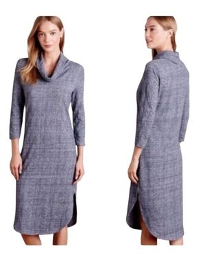 Anthropologie Saturday Sunday Cowl Neck Sweater Dress Blue Womens Small Anthro